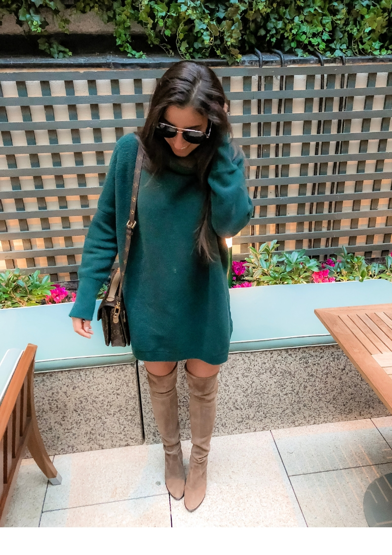 turquoise sweater dress